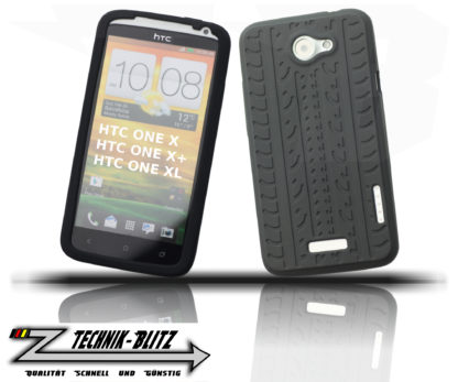 Silikon Schutz-Hülle Reifen Design HTC ONE X+ / X / XL / X PLUS Schwarz