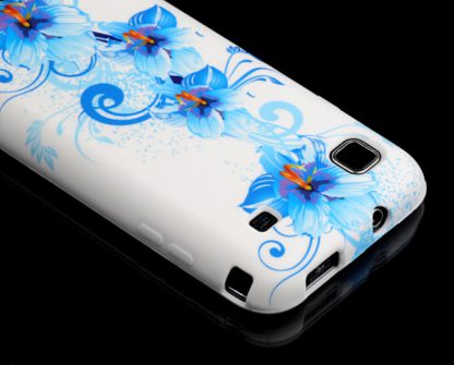 Silikon Schutzhülle Samsung Galaxy S i9000 S Plus i9001 Hawai Blüten Blau