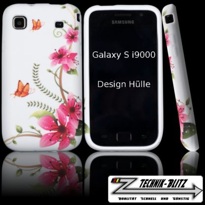 Schutzhülle Samsung Galaxy S i9000 i90001 S Plus Schmetterling Orchidee Weiß