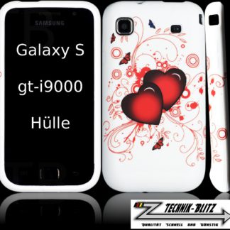 Schutzhülle für Samsung Galaxy S i9000 i9001 S+ Plus Weiß Schmetterling Herzen