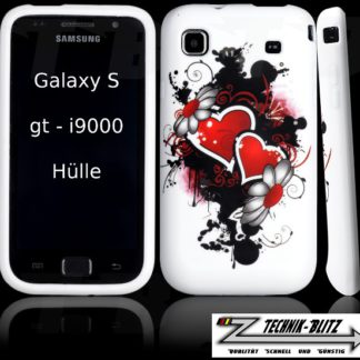 Samsung Galaxy S1 S i9001 i9000 Schutzhülle 2 Herzen Design Weiß