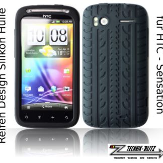 Silikon Schuthülle für HTC Sensation 4G XE G14 im Reifendesign Schwarz