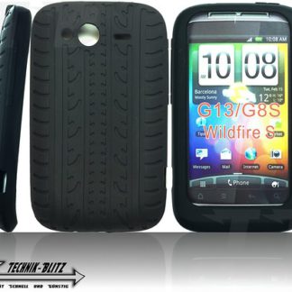 schwarze Silikon Hülle HTC Wildfire S G13 im Reifendesign