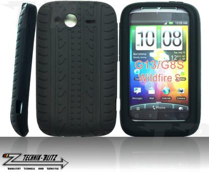 schwarze Silikon Hülle HTC Wildfire S G13 im Reifendesign